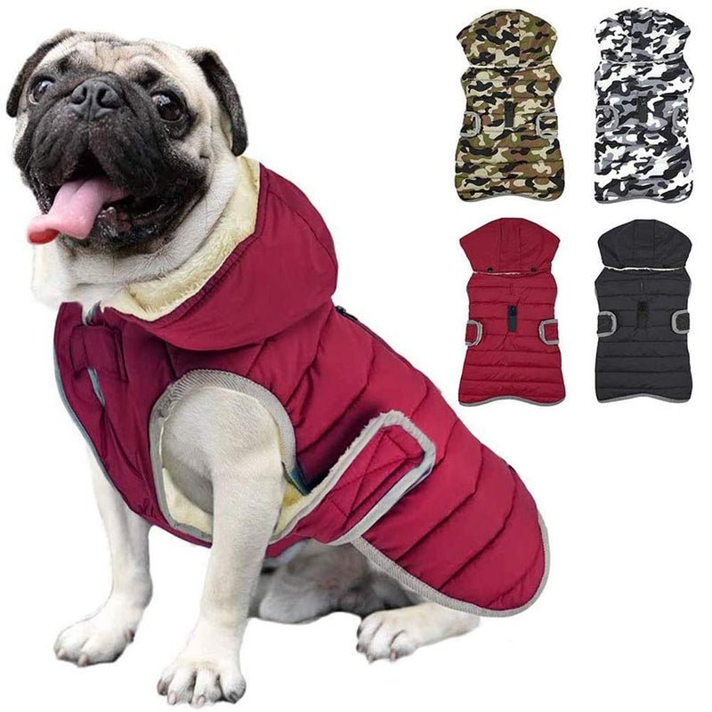 Etechydra Reflective Dog Jacket with Removable Hat, Waterproof Winter Fleece Warm Jacket Dog Coat, Dog Jackets Coat Hoodie Dog Jacket for Small Medium and Large Dogs, Red, XS - PawsPlanet Australia