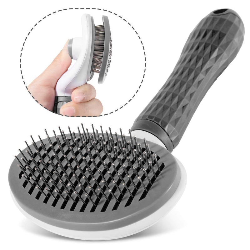 Alihoo Cat Brush Undercoat Dog Brush Soft Brush for Long Hair Universal Grooming Brush Automatic Cleaning Pet Brush Comb (Grey) Grey - PawsPlanet Australia