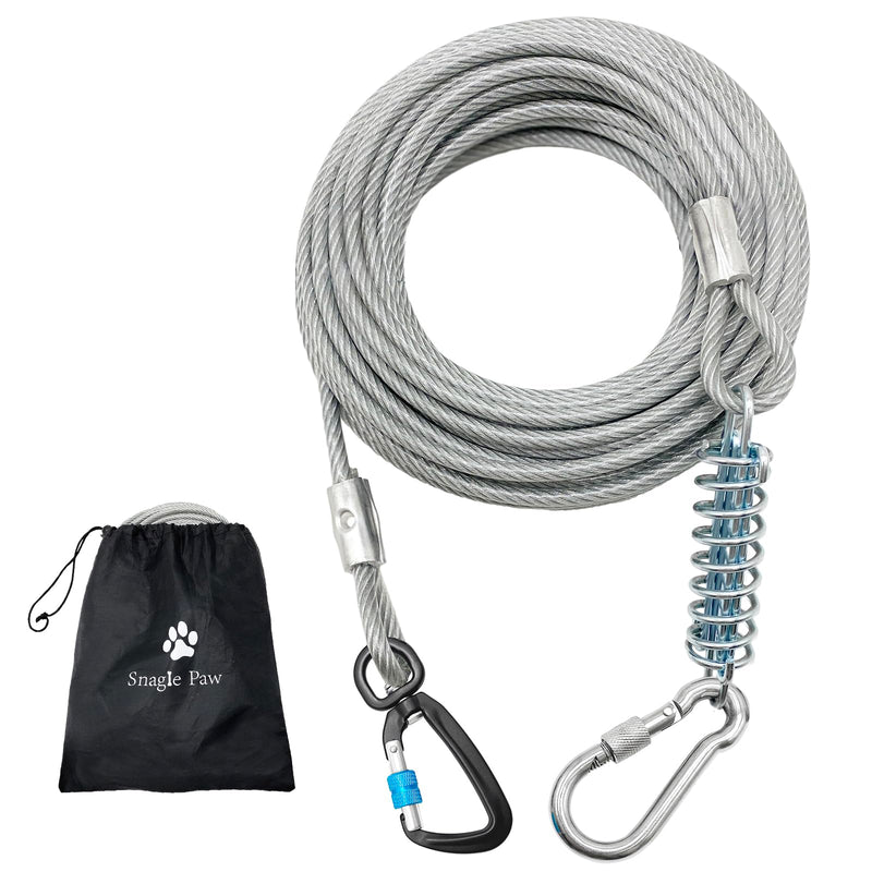 Yard leash for large dogs, Tie Out Cables leash yard leash for dogs, dog leash with spring, durable and lightweight swivel hook for yard and camping, rustproof pet leash for medium to large dogs 15m for 125kg dogs - PawsPlanet Australia