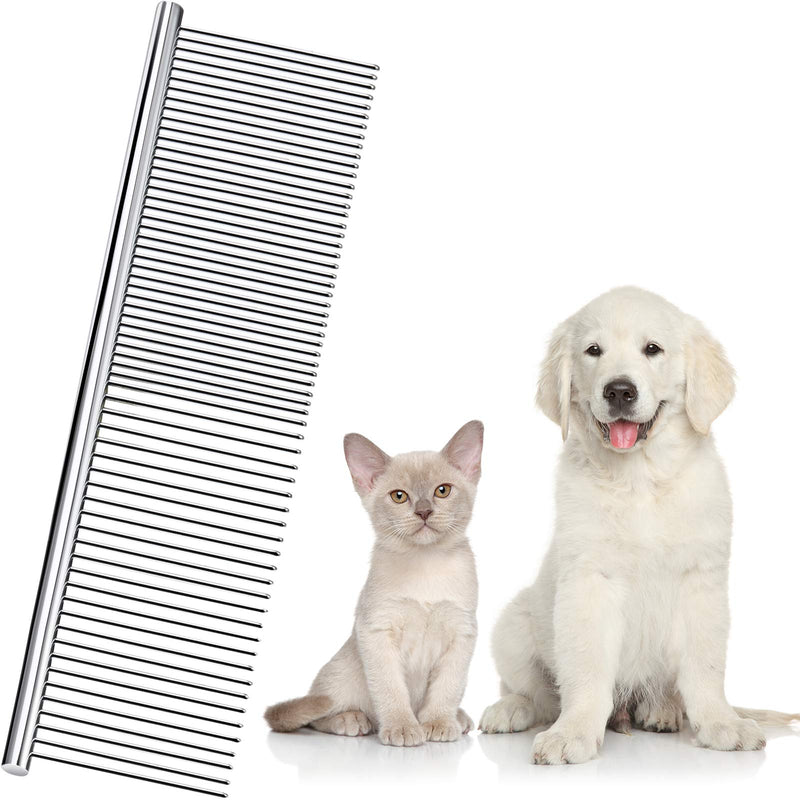 Stainless Steel Pet Comb Pet Grooming Comb Rounded Teeth Dog Comb for Large, Medium and Small Dogs and Cats with Tangled Short/Long Hair (19 x 5 cm) 19 x 5 cm (Pack of 1) - PawsPlanet Australia