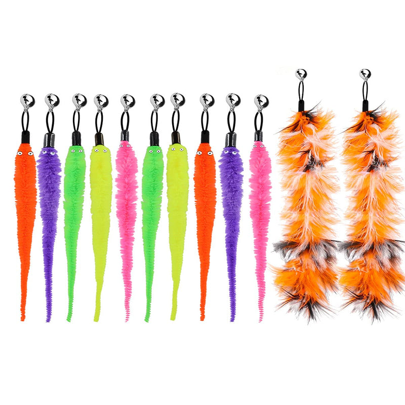 HRP Pack of 12 cat worm teasers and exercisers, teaser refills toy cat angle replacement for kitten cat wall - PawsPlanet Australia