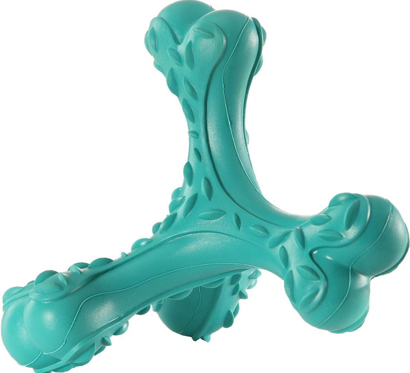 CVALIN Chew Toy for Aggressive Chewers Large Breeds Indestructible Bone Toy Durable Cleaning Toothbrush Natural Rubber Dog Toy Blue-A - PawsPlanet Australia