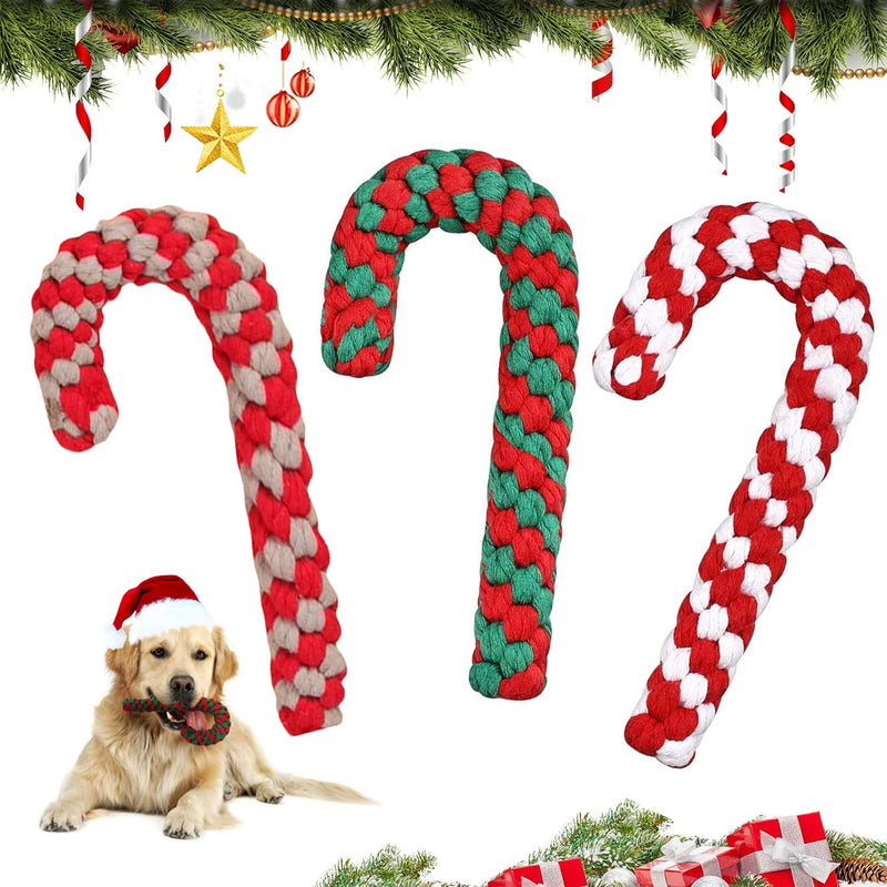 TaimeiMao 3 pieces dog chew toy, dog toy rope, Christmas candy cane rope, dog rope toy, Christmas dog toy, Christmas candy cane rope, Christmas dog pets chew (A) A - PawsPlanet Australia