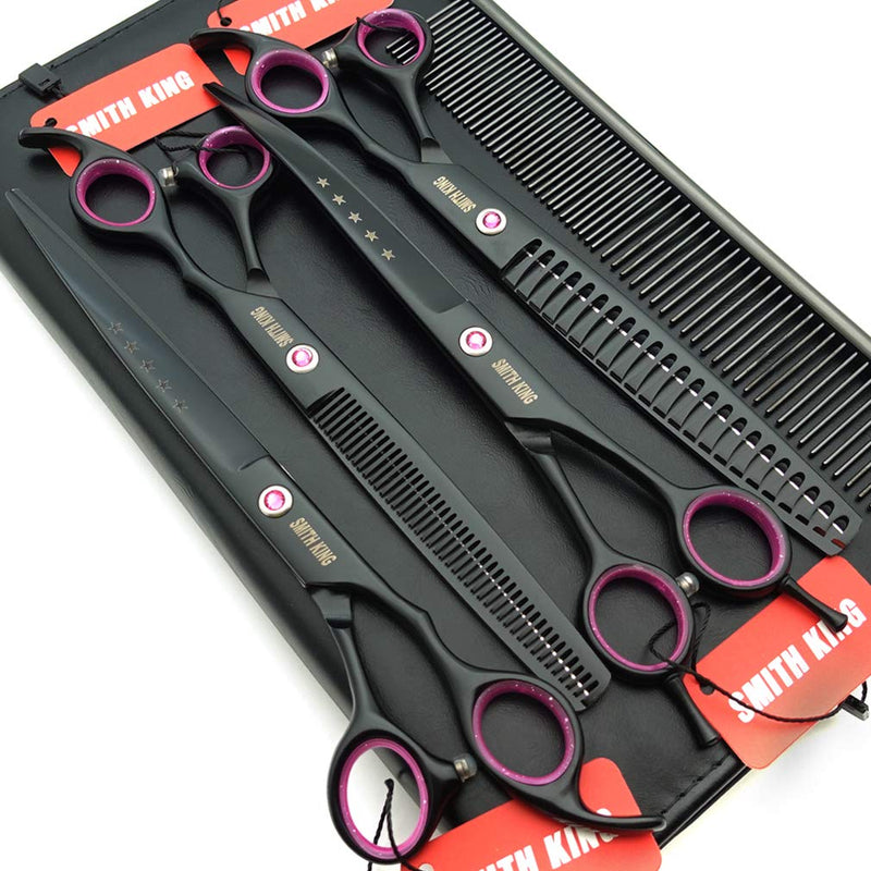 8.0 Inch Professional Dog Grooming Scissors Set Straight & Thinning & Curved & Chunker 4pcs in 1 Set (with Comb) - PawsPlanet Australia