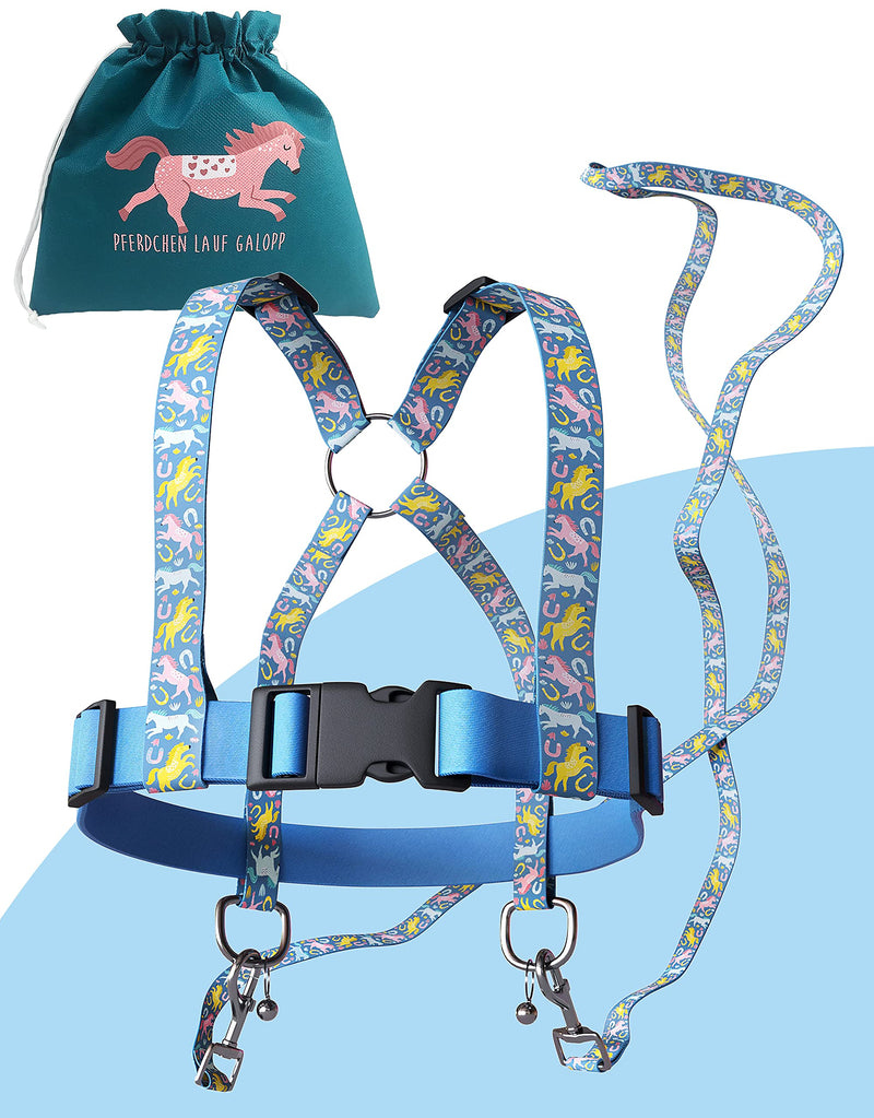 Jubi® Blue Children's Horse Lead - Adjustable Size for Perfect Fit and Storage Bag - Horse Harness for Children/Horse Toys... - PawsPlanet Australia