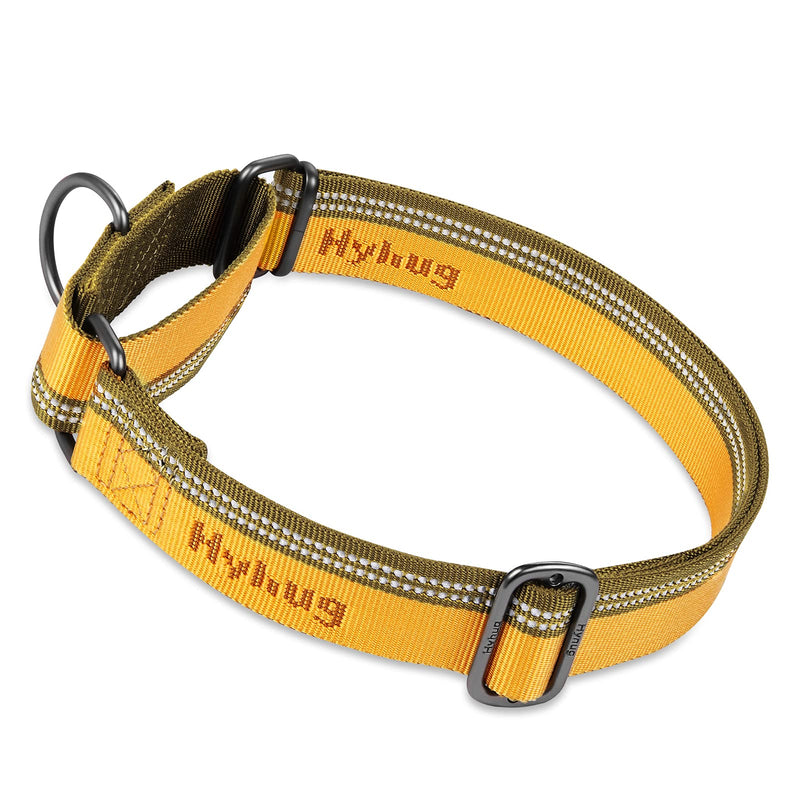 Hyhug nylon classic collars, anti-escape dog collar. 3M Reflective Strip, Comfortable Adjustable, Safe Night Walk, Dog ID Tag Mounting Hole (Small, Artisan's Gold) Small：Width 19mm；Adjustment range 26.5cm-400cm - PawsPlanet Australia