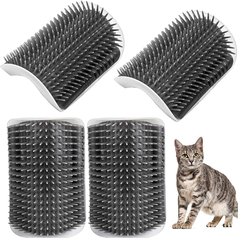 Aisoway 4 pieces cat brush wall corner, self groomer cat, massage corner cat, cat brush comb with catnip for long hair short hair cat massage - PawsPlanet Australia