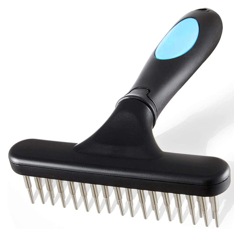 Secwell pet rake comb dog brush double row undercoat rake grooming brush dog rake with double rows 33 teeth blue - PawsPlanet Australia
