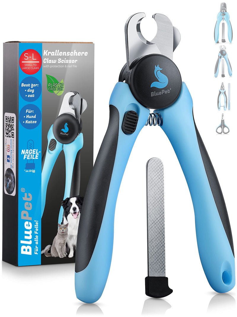 BluePet ClawsSchön professional claw scissors with protection for dogs and cats - extra safe thanks to spacers - including nail file bestseller size Ml with protection - PawsPlanet Australia
