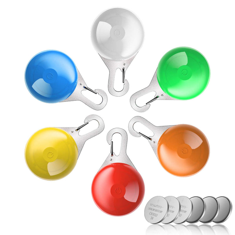 HOTERB 6pcs Dog Light Pendant LED Flashing Light for Dogs Cats, Light Pendant Key Ring 3 Flashing Modes (6 Replacement Batteries) - PawsPlanet Australia