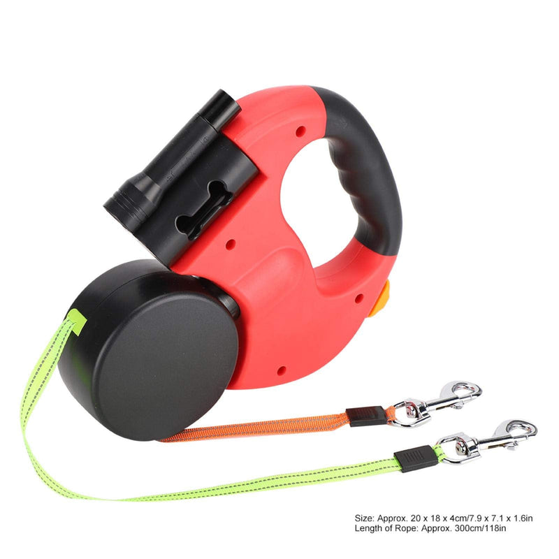 Clasken Pet Walking Lead, ABS + Nylon Dual Headed Dog Harnesses, Automatic Extendable for Dog Pet Walking Supply Cat Pet Product(Scarlet) Scarlet - PawsPlanet Australia