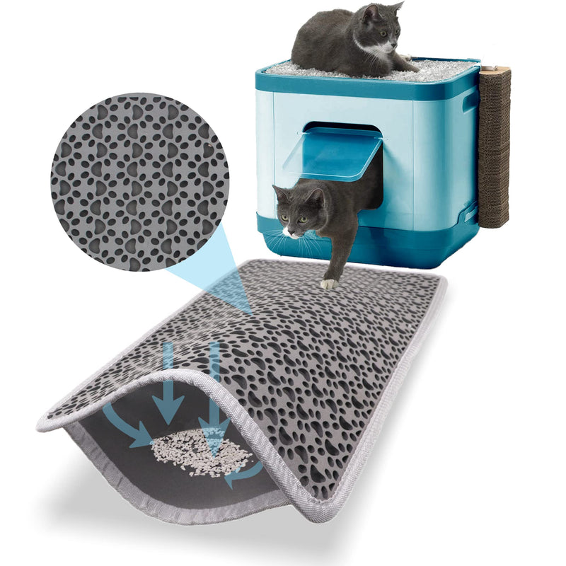 Bazerga cat litter box mat, cat litter, cat mat, litter box underlay, cat litter box mat, waterproof double layer design mat, %100 EVA made of cat litter boxes & accessories (38-61 cm, grey) 38x61 grey - PawsPlanet Australia