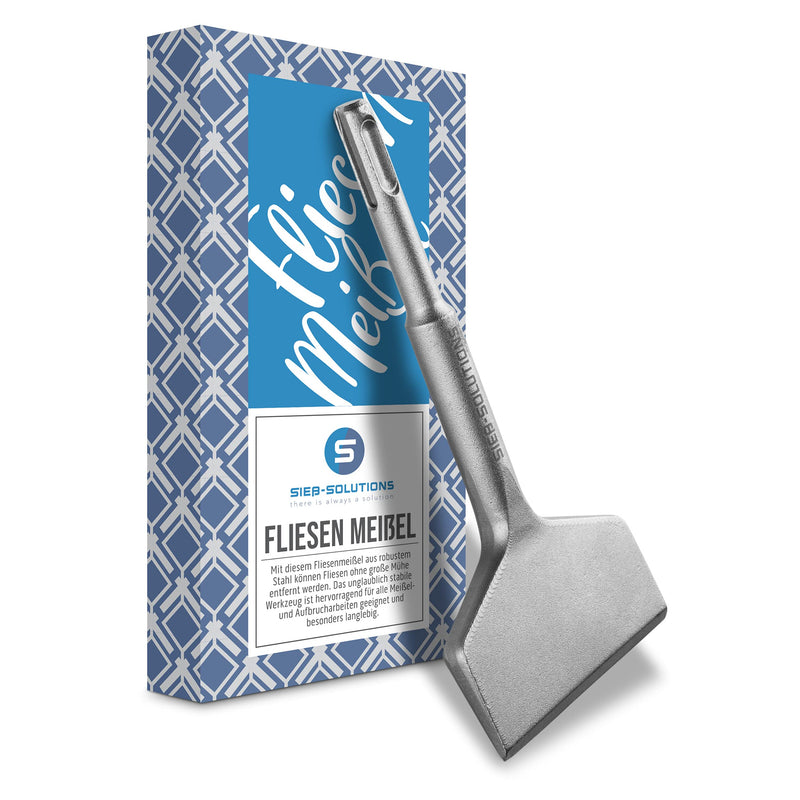 Sieß-Solutions - Professional tile chisel SDS plus - high-performance chisel - [165x75mm] - made of hardened 40CR steel - flat chisel for removing tiles - PawsPlanet Australia