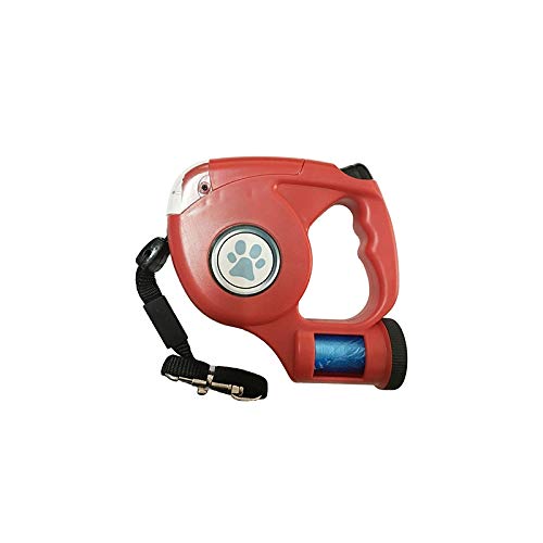 TOP-MAX Retractable Dog Leash, Super Strong Leash for Small and Medium Dogs, Night Walks with Light and Bag Dispenser Red - PawsPlanet Australia