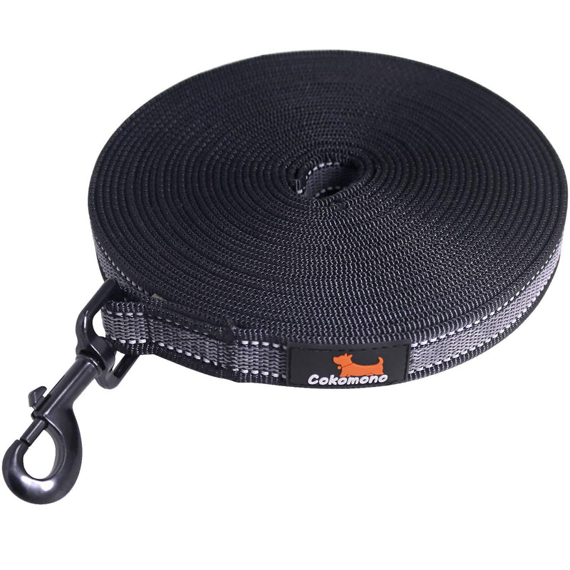 Cokomono drag leash for dogs, 5m / 10m / 15m / 20m Robust dog leash for small to large dogs, exercise and training leash with reflectors, hand strap and storage bag, black 10 m - PawsPlanet Australia