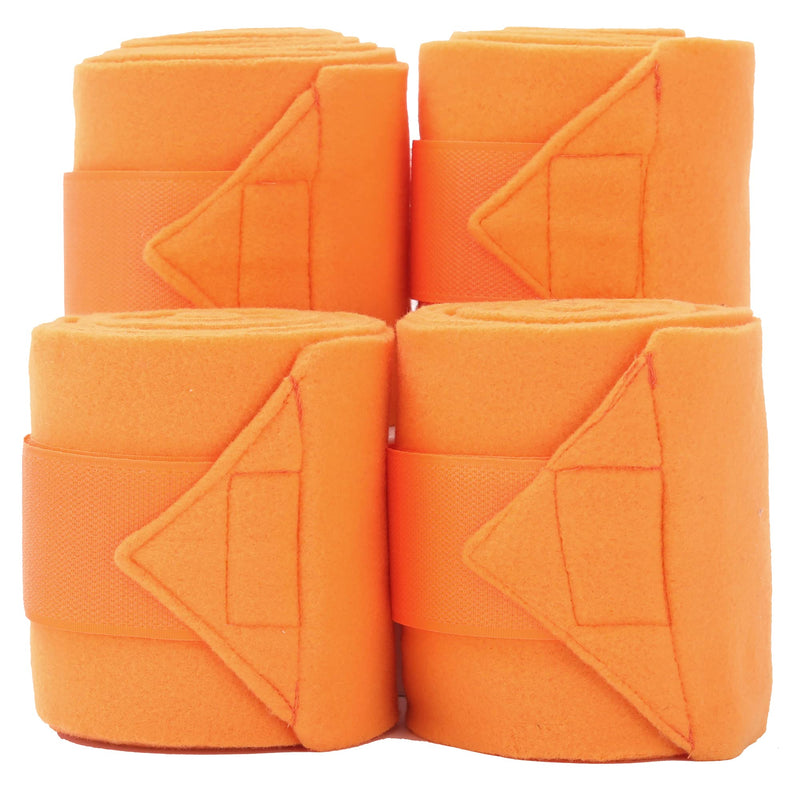 Merauno Polar Fleece Bandages Fleece Dressage Polo Training Bandage Set of 4 2 Color Choice Black & Blue (Orange) Orange - PawsPlanet Australia