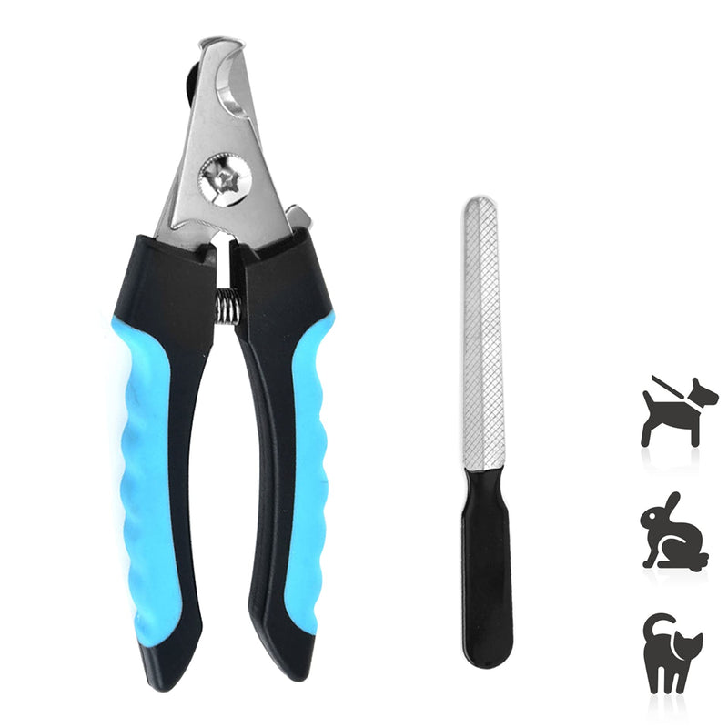 PenuSpt claw scissors for dogs and cats, professional dog and cat claw pliers with protective device, stainless steel claw pliers and nail file, used in beauty, dogs, cats, rabbits (blue L). - PawsPlanet Australia