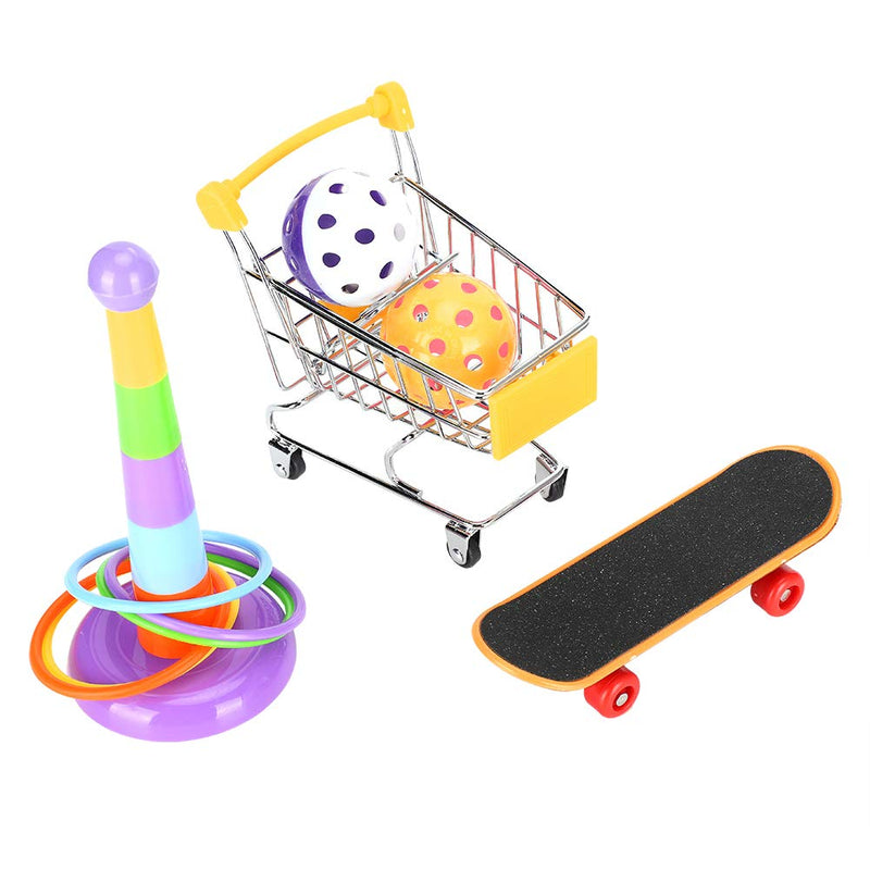 EVTSCAN Bird Training Toy, Parrot Intelligence Toy, Mini Shopping Cart Basketball Stacking Rings Bird Toy Bell Balls Trick Table Toy - PawsPlanet Australia