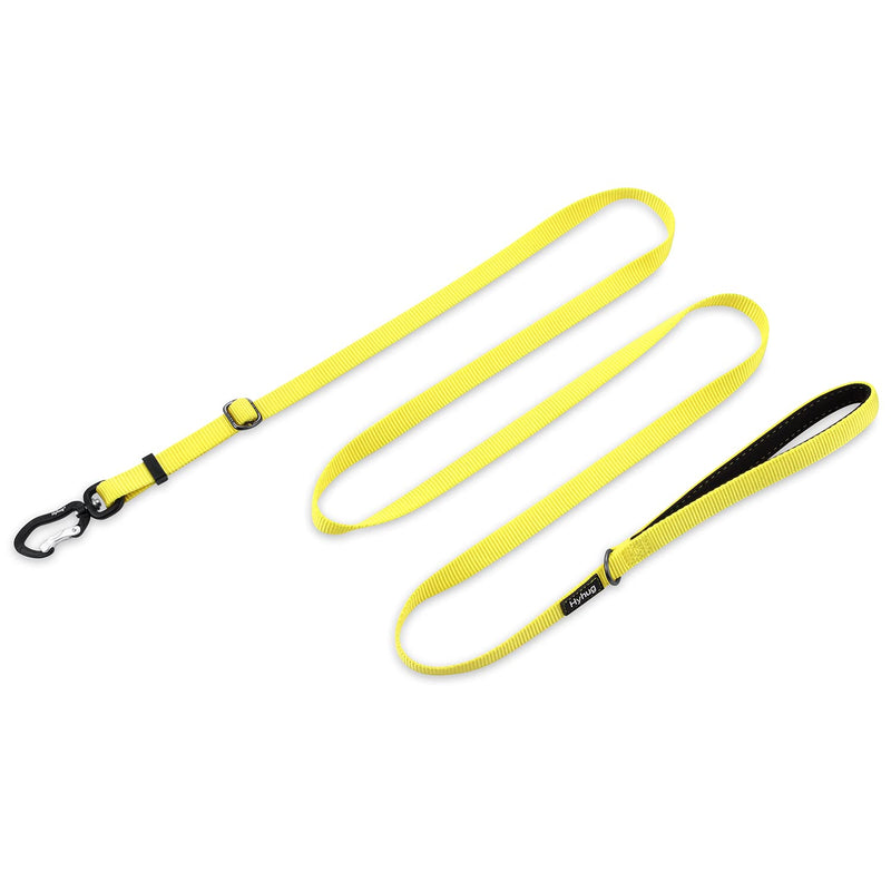 Hyhug Pets Dog Lead with Strong Nylon and Super Soft Neoprene Lining, Adjustable between 1.2m and 1.8m, Yellow Small Bright Yellow - PawsPlanet Australia