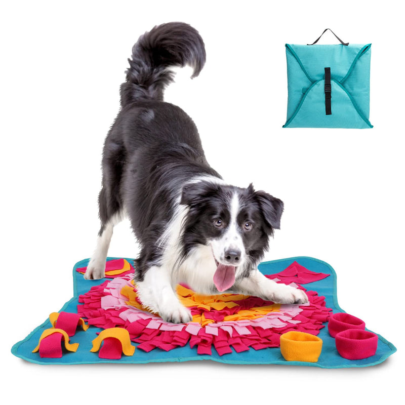 Nobleza Sniffing Carpet Dog Intelligence Toy, Sniffing Carpet Washable Foldable, Non-Slip Intelligence Dog Toy Sniffing Toy Promotes Natural Foraging Skills, 70 x 70 cm Blue - PawsPlanet Australia