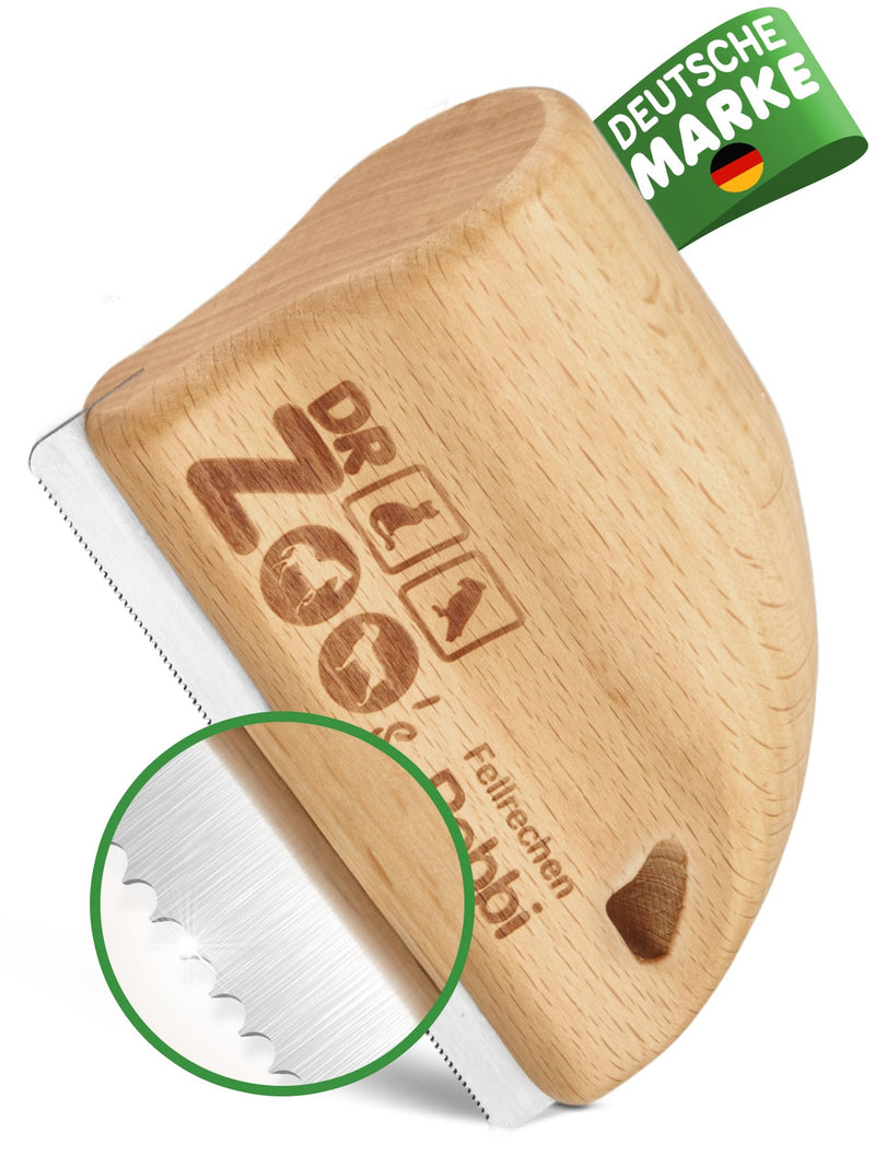 DR Zoo Robbi dog brush - short hair curry comb for removing top hair and undercoat from dogs - for small and large dogs. Wood for dogs - PawsPlanet Australia