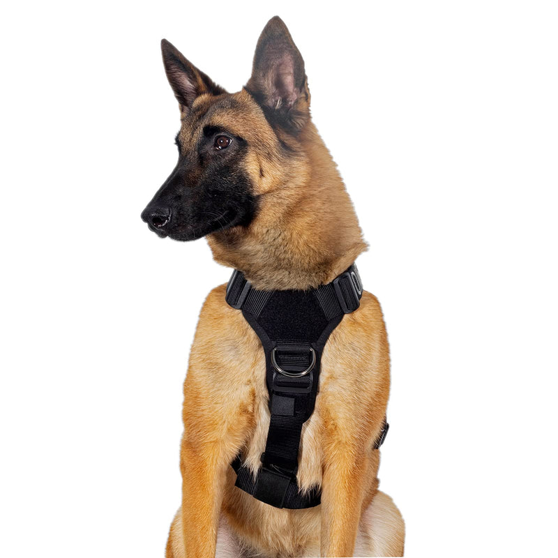 OneTigris No-Pull Dog Harness Goliath Harness with Handle Tactical Adjustable Harness for Dogs Puppies Hunting Hiking Training Walk Outdoor Activities (Black, XL) Black - PawsPlanet Australia