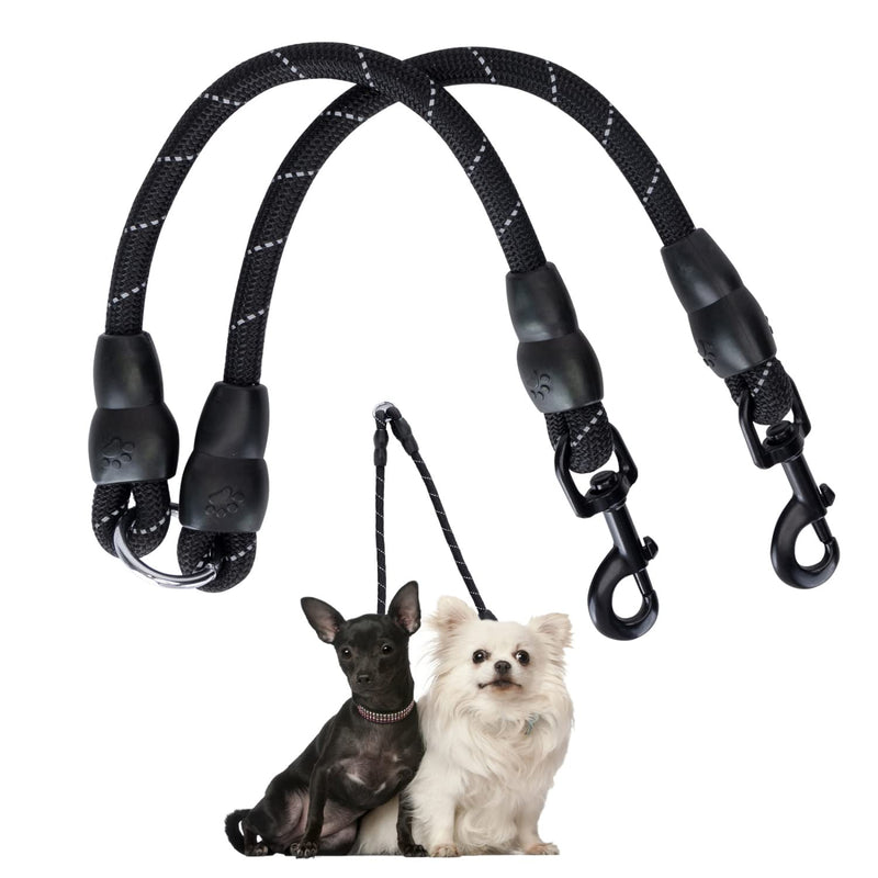 Nobleza double leash dog leash for 2 dogs, adjustable dog leash with reflective flexible double leashes for two dogs (black) 40cm - PawsPlanet Australia