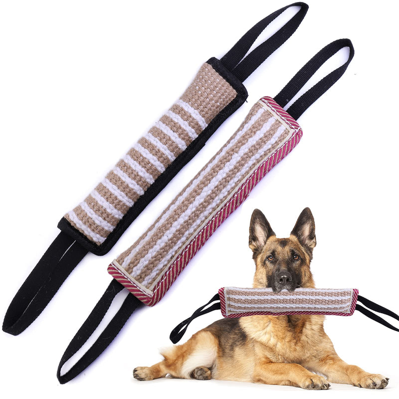 EPODA Pack of 2 bite sausages for dogs, jute bite sausage K9 training with 2 handles, tug of war and pulling games with dogs, dog bite tug toy, robust dog toy - PawsPlanet Australia