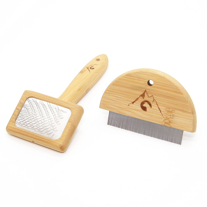 Pfotenolymp® soft brush & flea comb for cats set - cat brush I cat comb - lice comb I nit comb for cats - against lice & fleas - cat hair brush - PawsPlanet Australia