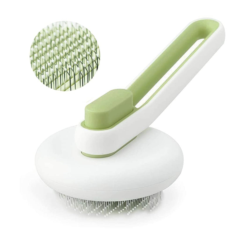 Marchul Pet Brushes Cat Brush, Dog Brush for Long Hair and Short Hair Cats and Dogs, Self-Cleaning Slicker Brush, Grooming Massage Brush Removes Loose Undercoat and Matted Hair A-Green - PawsPlanet Australia