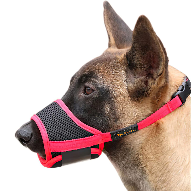 HEELE Dog Muzzle, Adjustable Strap, Breathable, Secure, Quick Fit for Small, Medium Dogs, Prevents Biting, Chewing and Barking (XS, Red) - PawsPlanet Australia