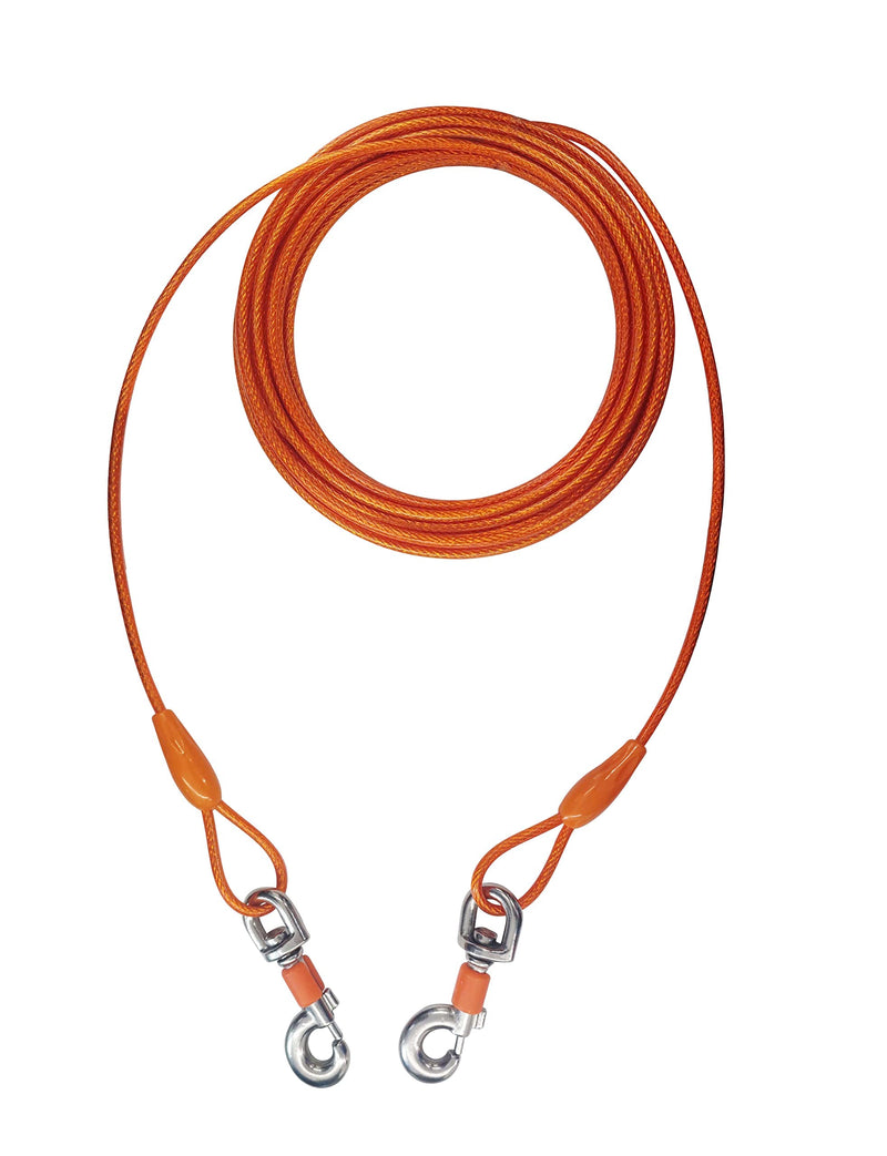 EzyReach Cable Leash for Dogs, Pet Tie Out Cables Leashes Yard Leash for Large Dogs up to 68 kg (150 lbs), 9 m (30 ft) Orange 30 ft (150 lbs) - PawsPlanet Australia