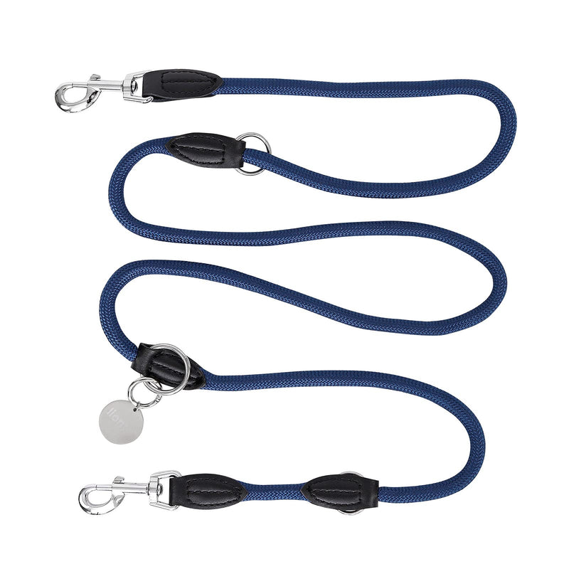 lionto Adjustable dog leash, multifunctional leash, double leash, shoulder leash, robust, weatherproof, length 200 cm, blue, medium - PawsPlanet Australia