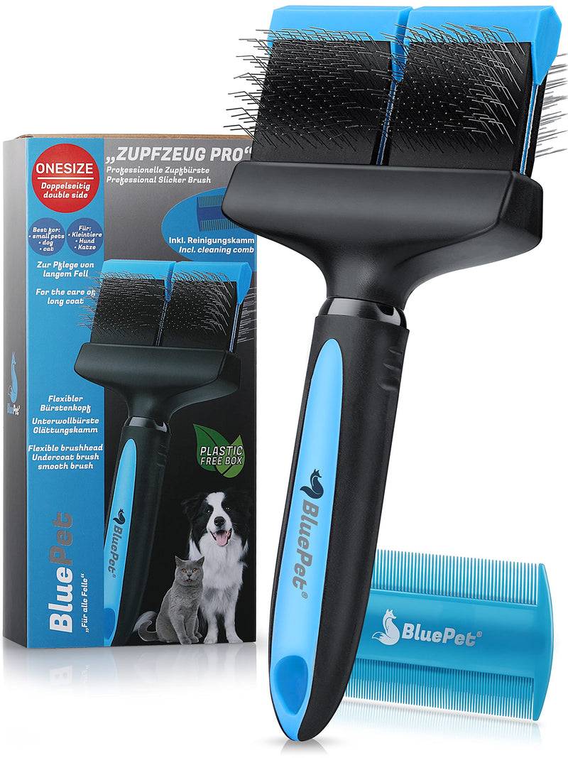 BluePet "ZupfZeug Pro" professional dog brush for long hair - slicking brush for dogs and cats - gently removes undercoat, mats and large knots - PawsPlanet Australia