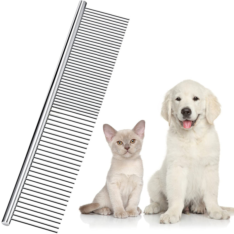 Stainless Steel Pet Comb Pet Grooming Comb Rounded Teeth Dog Comb for Large, Medium and Small Dogs and Cats with Tangled Short/Long Hair (19 x 4 cm) 19 x 4 cm - PawsPlanet Australia