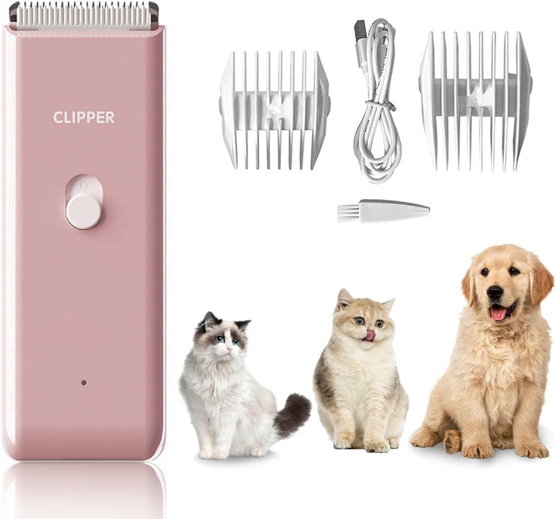 Sun YOBA Professional Dog Clipper, Electric Hair Clipper Grooming Set for Cat Pets, USB Rechargeable Wireless Quiet Hair Clipper for Dogs and Cats Trimmer (Rose) Pink - PawsPlanet Australia