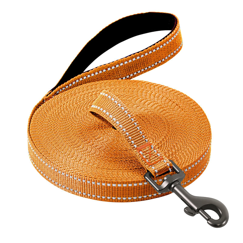 Demigreat drag leash for dogs, 3m / 5m / 10m / 15m / 20m robust long dog leash, reflective training leash with padded handle and hand strap, training leash for small to large dogs 5m/16ft orange - PawsPlanet Australia