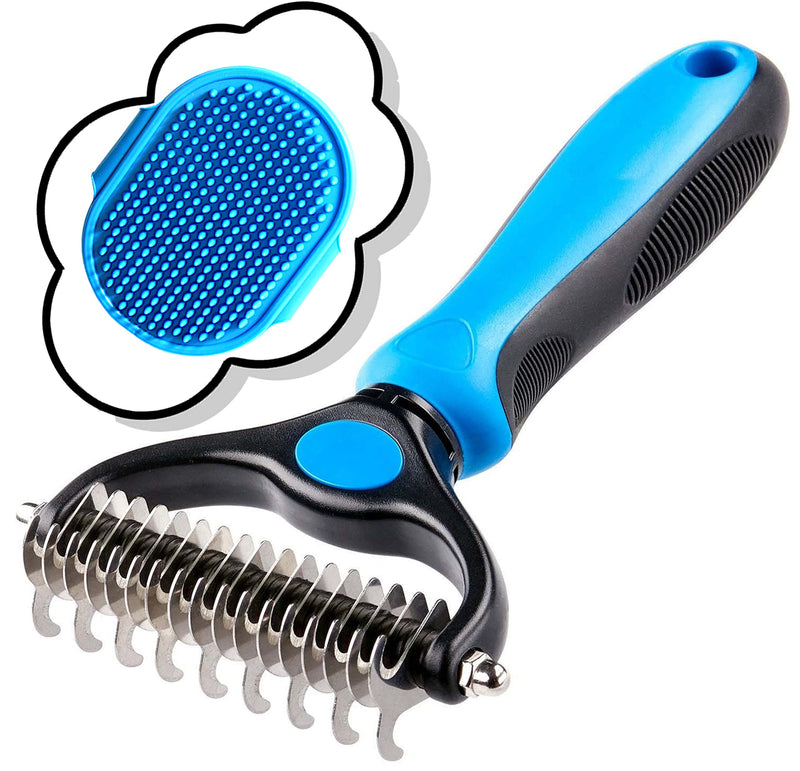 azHelios: Dog/cat brush for medium-length long fur fur brush undercoat comb undercoat comb tangles curry comb grooming brush hair removal thinning 17+9 double-sided teeth pet dog cat - PawsPlanet Australia