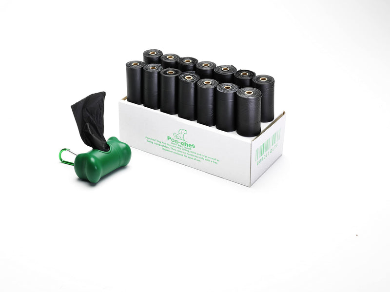 Poo-ches® Premium compostable dog poop bags, 150 pieces on a roll, extra strong and extra large, dispenser and leash clip included - PawsPlanet Australia
