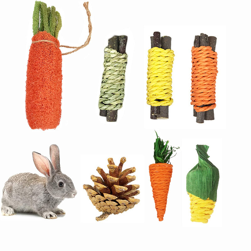 xlwen rabbit toys, 7 pieces small animal chew toys, rabbit chew toys, dental care molar toys, used for molars of rabbits, guinea pigs, gerbils, hamsters - PawsPlanet Australia