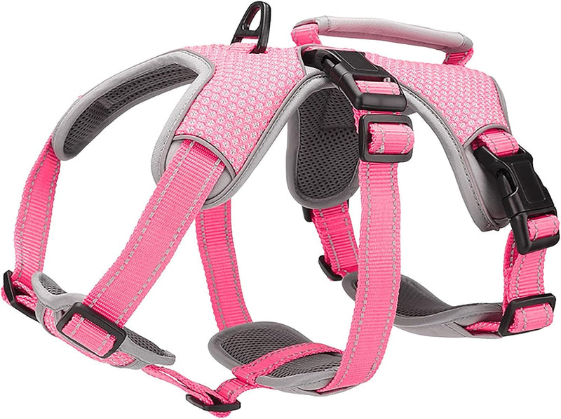 BELPRO Multi-Purpose Dog Harness, Escape Proof, No Pulling, Reflective, Adjustable Vest with Heavy Duty Handle, Dog Harness for Large/Active Dogs (Powder, S) S (1 Pack) Pink - PawsPlanet Australia