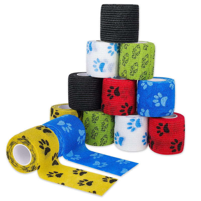 Butt doll 12 pieces self-adhesive bandage, cohesive bandage, self-adhesive elastic bandage, first aid bandage for cats, dogs, wrists, ankles, 5 cm x 4.5 m - PawsPlanet Australia