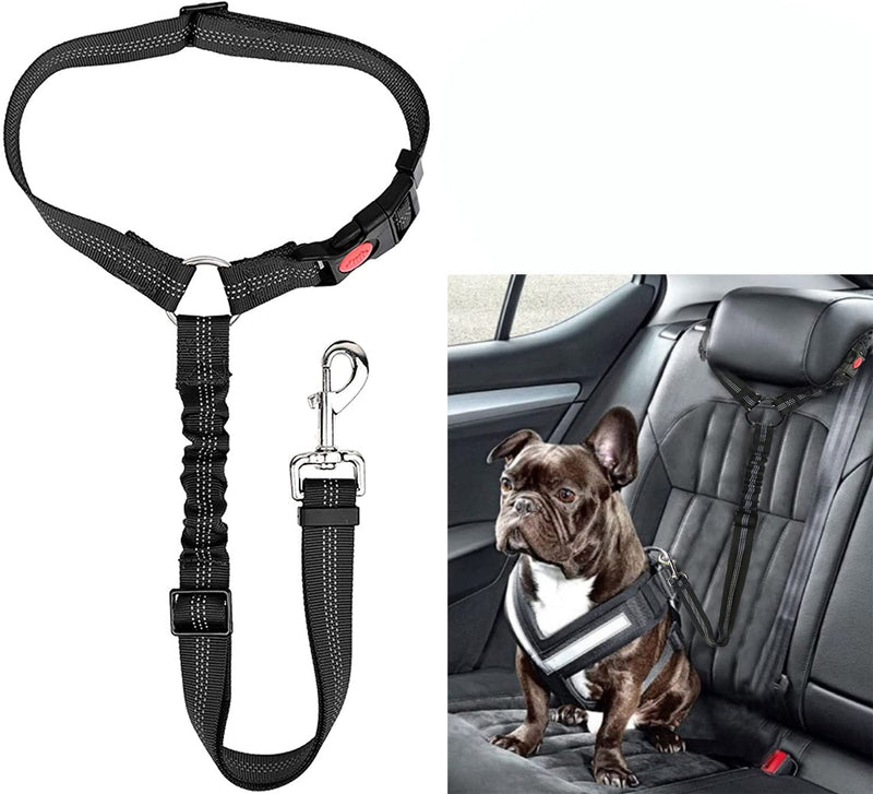 Dog Car Seat Belt Headrest Adjustable Dog Car Restraint Leashes Pet Seat Belt Dog Seat Belt Strong Leashes for Any Car Vehicle for Pets Cats Dogs Black - PawsPlanet Australia