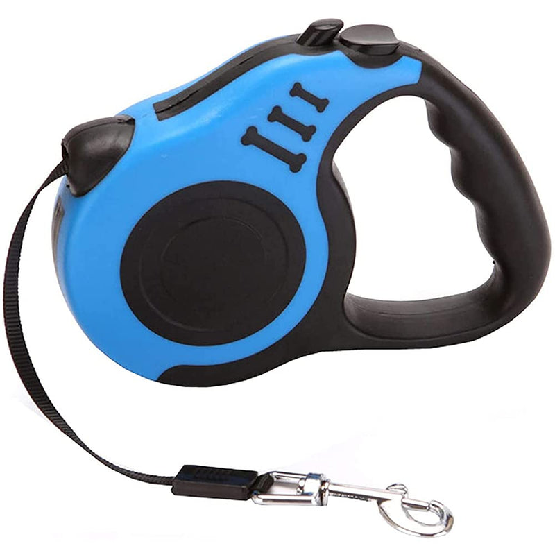 STOUCLA Retractable dog leash, medium and large dogs, retractable leash, anti-slip handle with brake, button lock dog leash (3 m, blue) blue 3M - PawsPlanet Australia