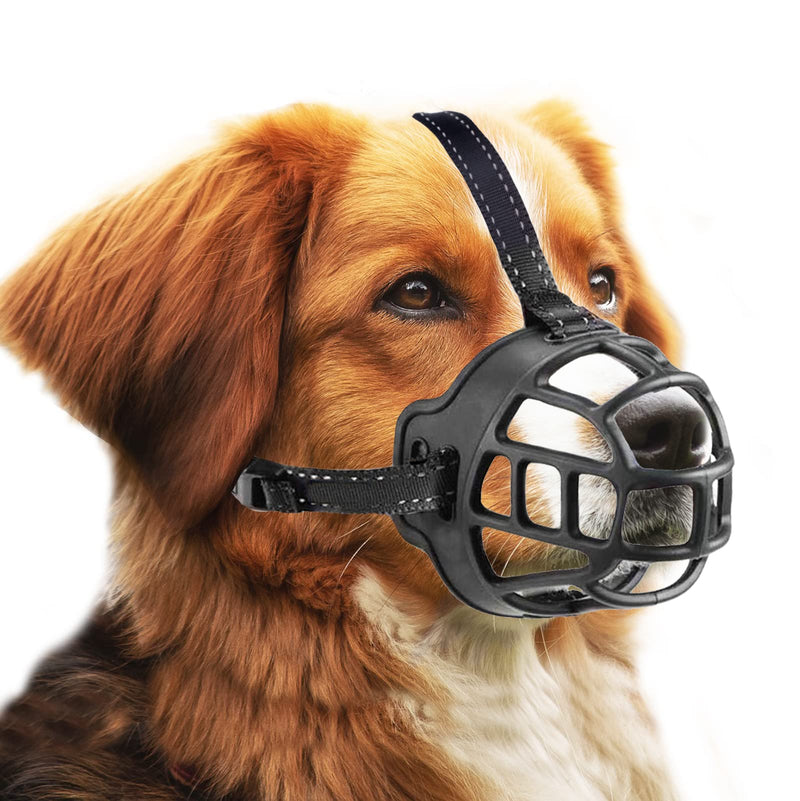 OHCOZZY Dog Muzzle, Silicone Basket Dog Muzzles for Small, Medium and Large Dogs with Adjustable Straps (Size 3, Black) - PawsPlanet Australia