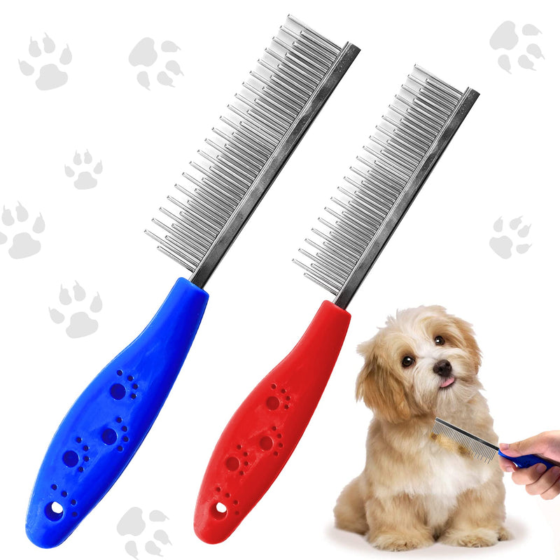 Goofong 2 pieces pet comb, grooming brush for medium and small dogs and cats with long stainless steel grooming comb teeth clean hair - PawsPlanet Australia