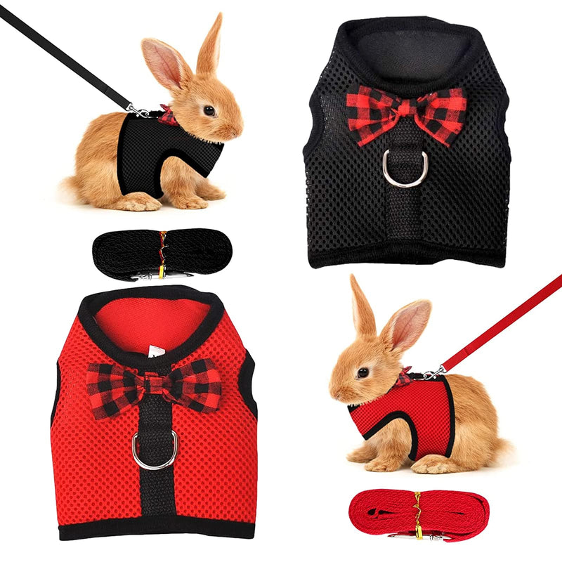 Yuehuabao Pack of 2 Rabbit Harnesses, Breathable Rabbit Harness, Soft Mesh for Rabbits, Hamsters with Leash, Small Animals, Jogging (L, Blue Red) - PawsPlanet Australia