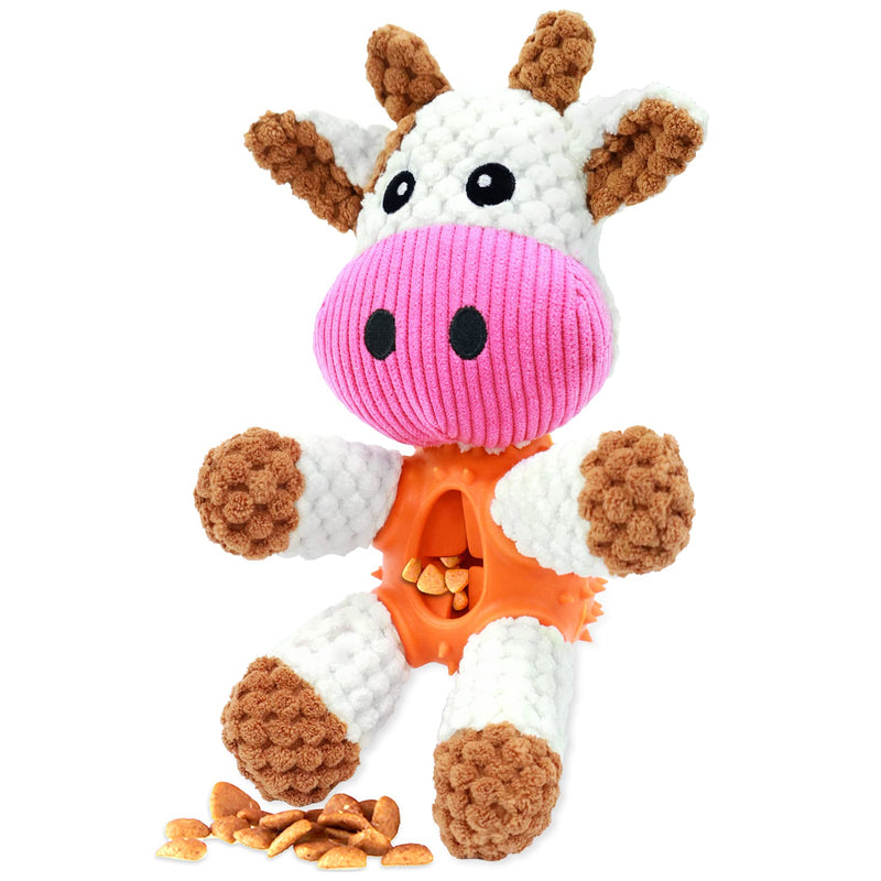 Sqinor Dog Toy Plush Squeaky Interactive Stable Toy for Large Small Dogs and Puppies - Cuddly Toy for Dogs (Cow - New) Cow - New - PawsPlanet Australia