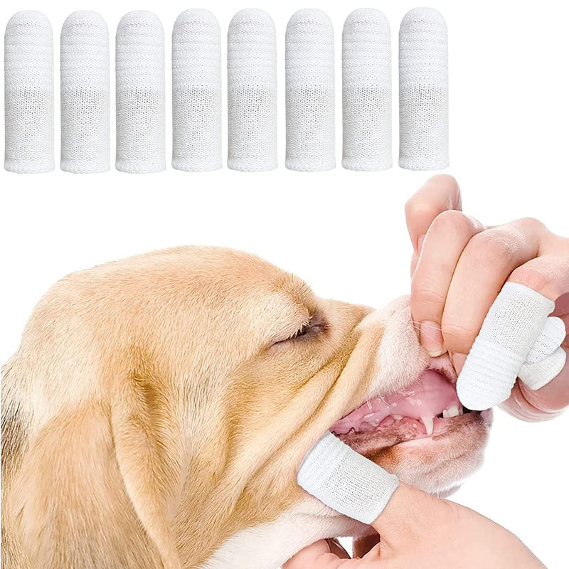 Dog toothbrush finger cot reusable, pet finger toothbrush, finger cots dog dental care, anti-plaque finger dog, efficient and clean pet toothbrush made of knitted fabric (8 pieces) 8 pieces - PawsPlanet Australia