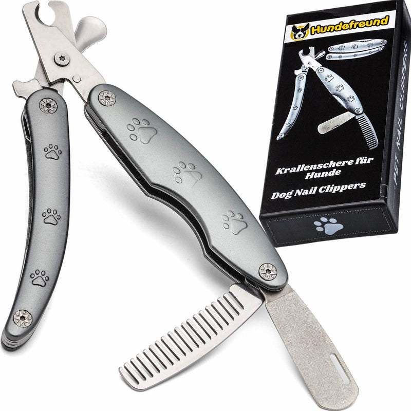 Hundefreund claw scissors for dogs with nail file and comb - dog salon quality with safety system for claw care with claw file, claw cutter for dog claws - dogs from medium size - PawsPlanet Australia